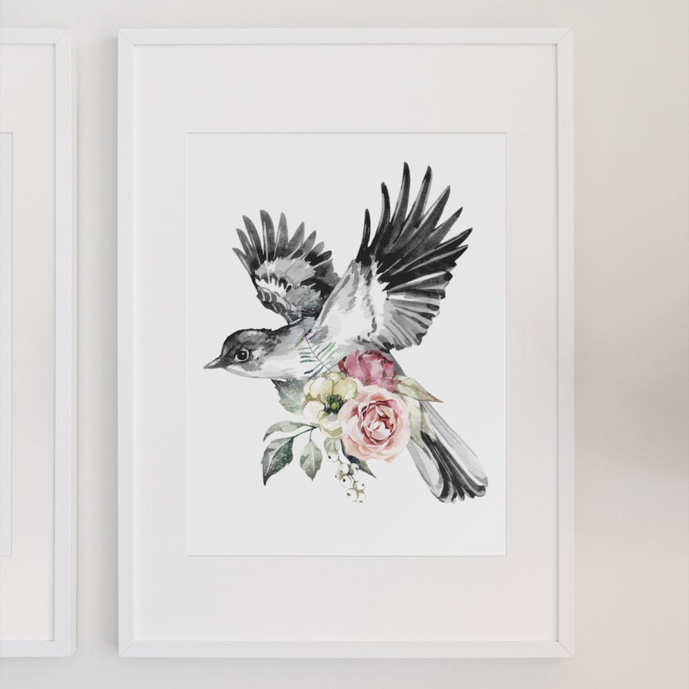 Watercolor Illustration Cute Bird Wall Art Print Poster UNFRAMED - Picture 3 of 9